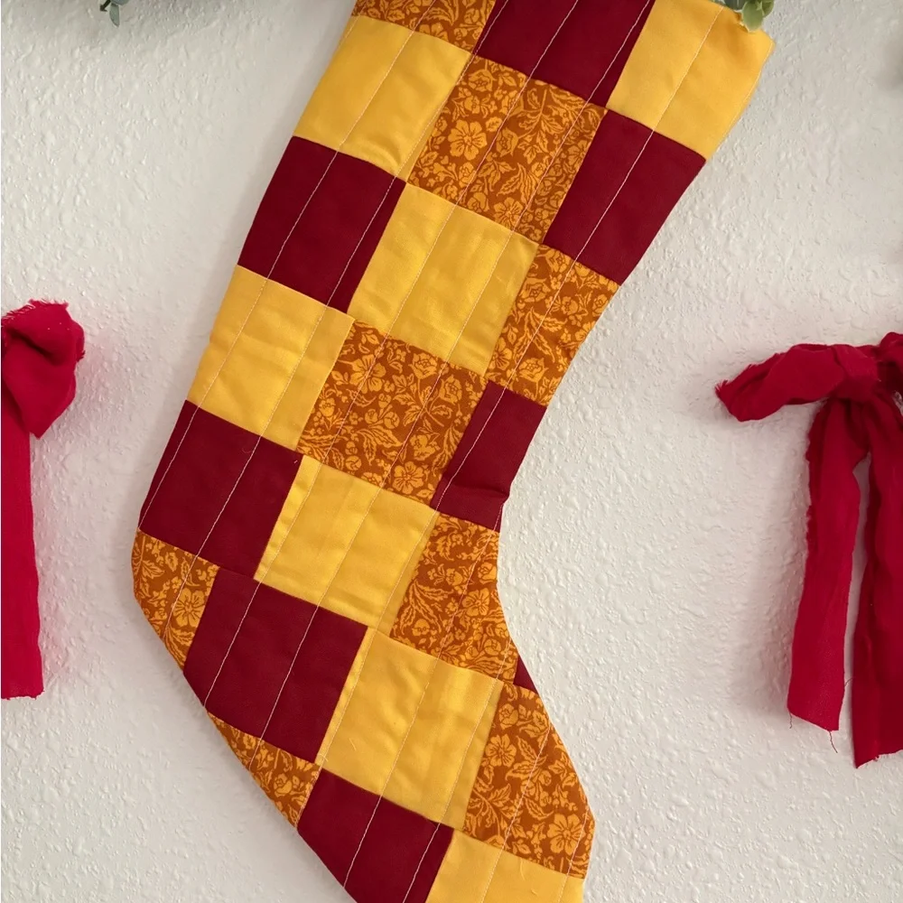 Festive Red and Yellow Holiday Stocking